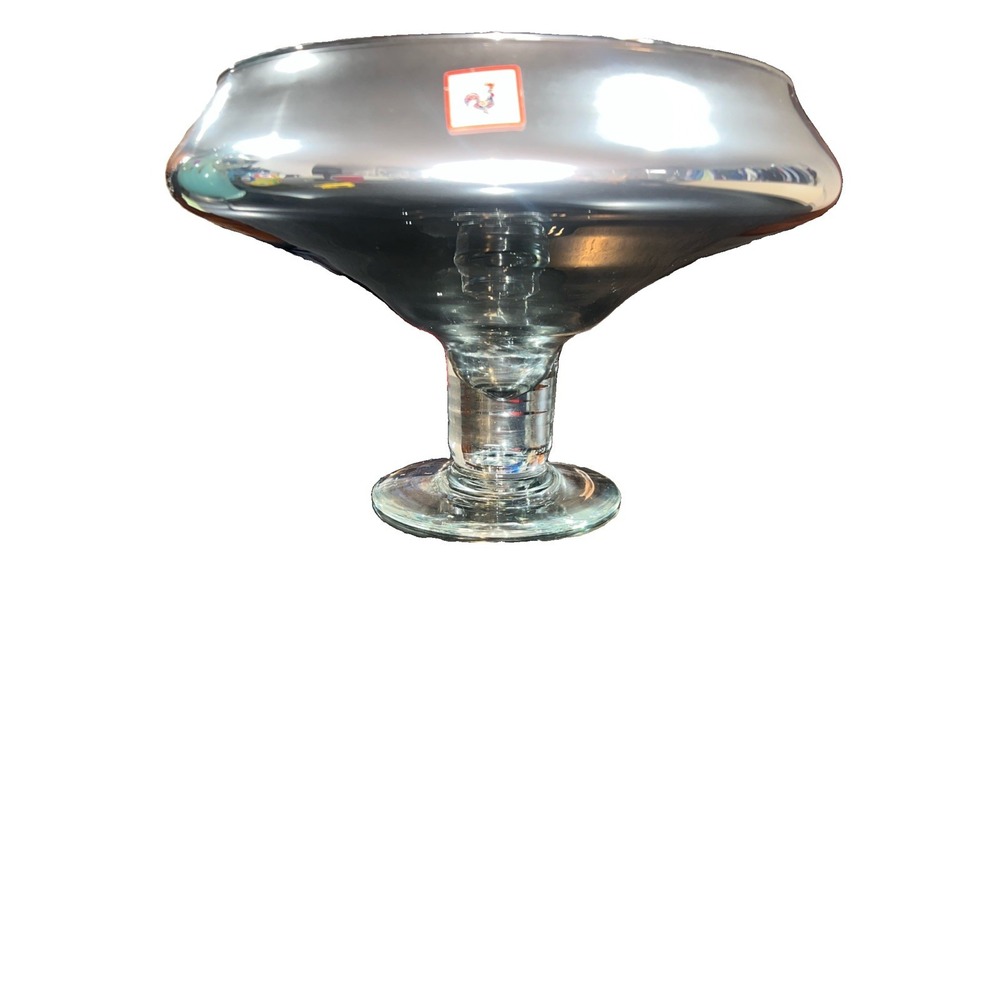 10/ vintage Portuguese art glass pedestal bowl